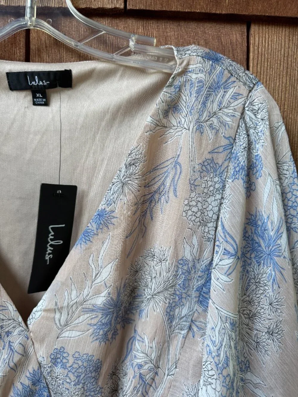 NWT Lulus Subtle Romance Beige Floral Print Ruffled Midi Dress - Women's X-Large